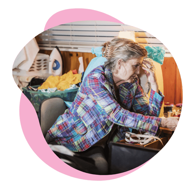 Woman releasing the shame of clutter and recognizing it does not define her worth