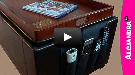 how to organize your coffee table or storage ottoman