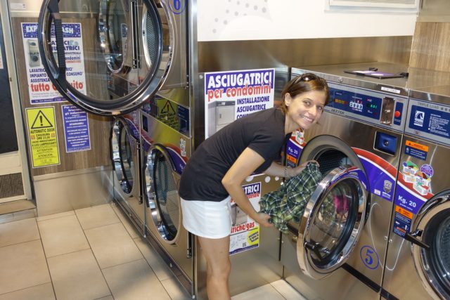 Here I am at the Laundromat in Florence! Laundry is More Enjoyable When There is LESS of it!