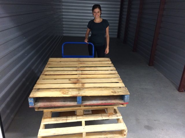 Before moving into our storage unit, we lined the floor with pallets in case of a flood!