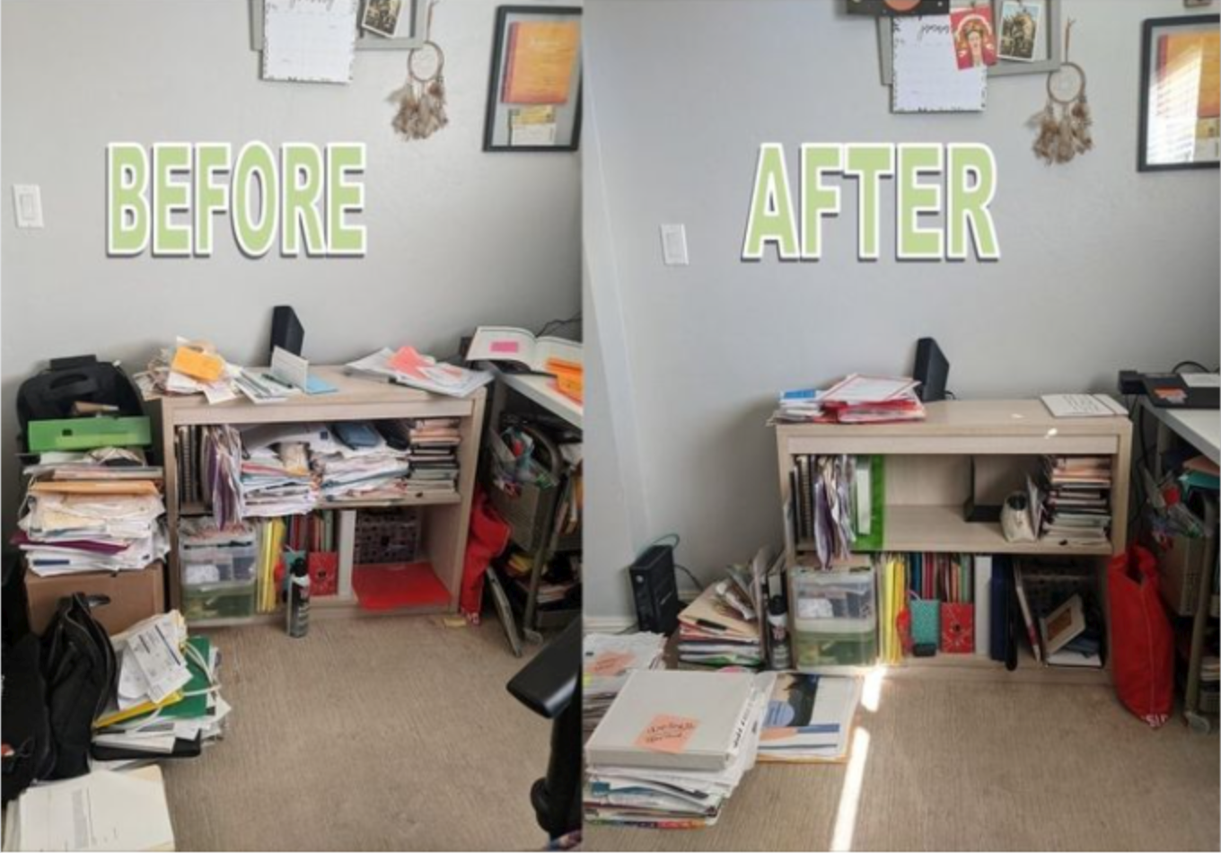Paper Decluttering Before & After